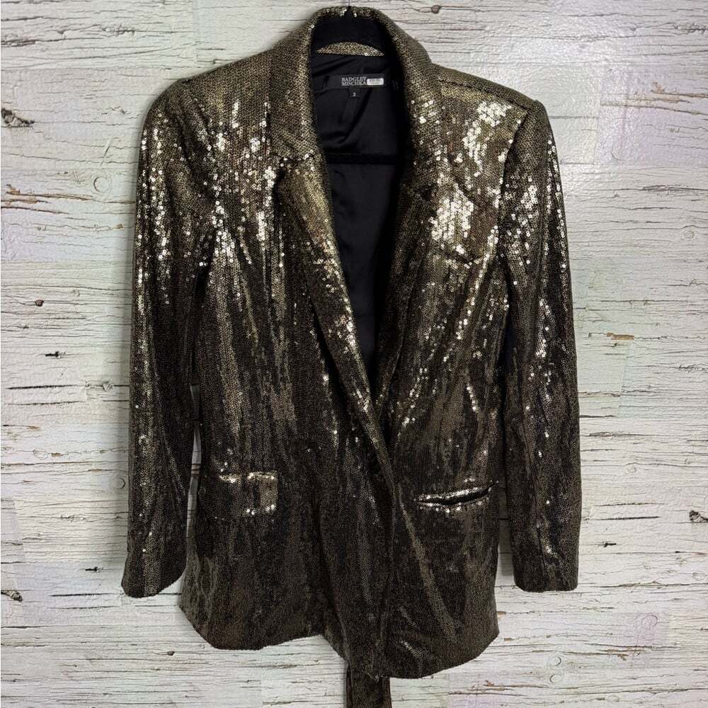 Badgley Mischka gold sparkly sequin  blazer. Size 2
